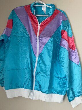 Retro 80s Colorblock Windbreaker Jacket